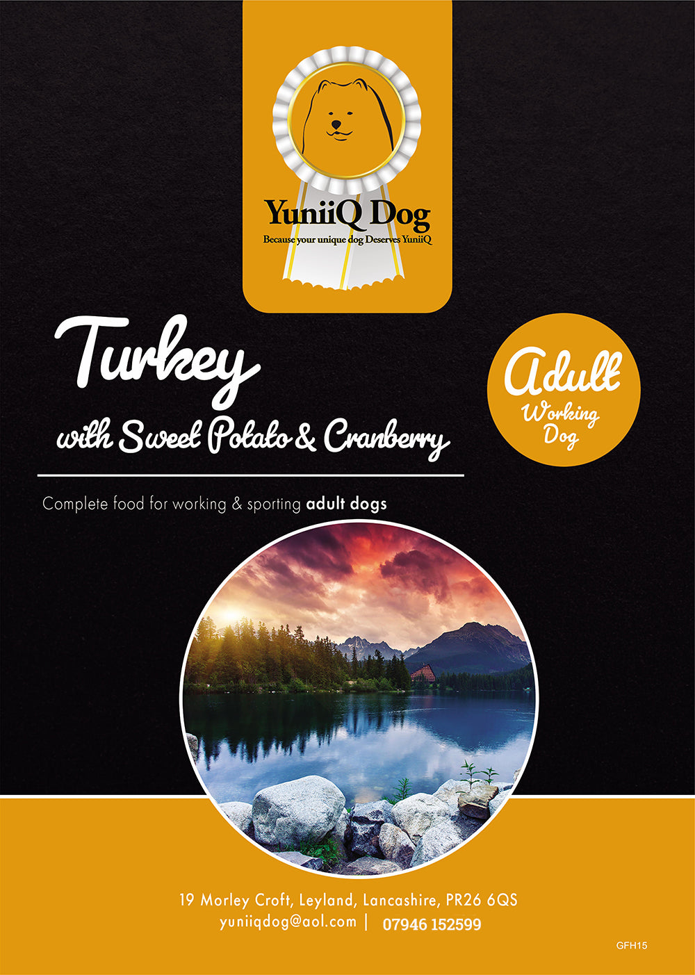 Grain Free Adult Dog Turkey with Sweet Potato & Cranberry forWorking Dogs - 15kg